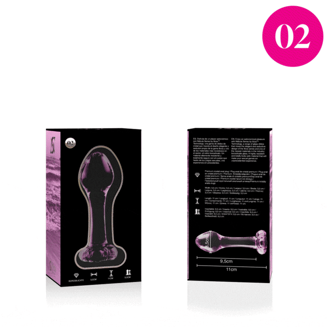 SERIE NEBULA DE IBIZA - MODELO 2 PLUG ANAL DE VIDRIO BOROSILICATO TRANSPARENTE 11 CM -O- 3,5 CM