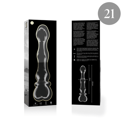 SERIE NEBULA DE IBIZA - MODELO 21 DILDO VIDRIO BOROSILICATO TRANSPARENTE 20,5 CM -O- 3,5 CM