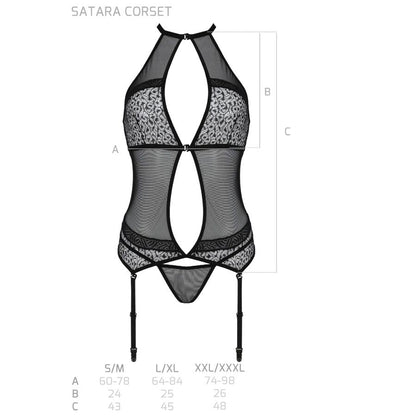 PASSION - SATARA KORSETT EROTIK LINIE SCHWARZ S/M