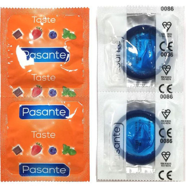 PASANTE - CONDOMS FLAVOR BLUEBERRY SACHETS 144 UNITS