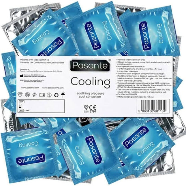 PASANTE - CONDOMS, COOLING EFFECT BAGS, 144 UNITS