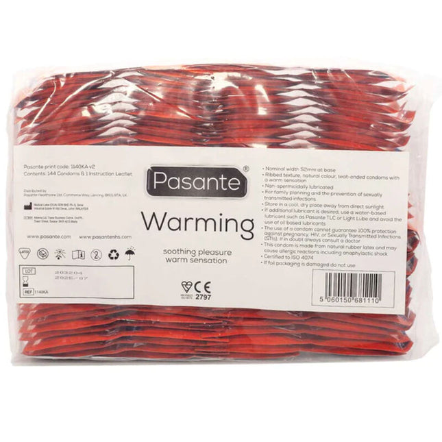 PASANTE - PRESERVATIVOS CON EFECTO CALOR, PAQUETE DE 144 UNIDADES