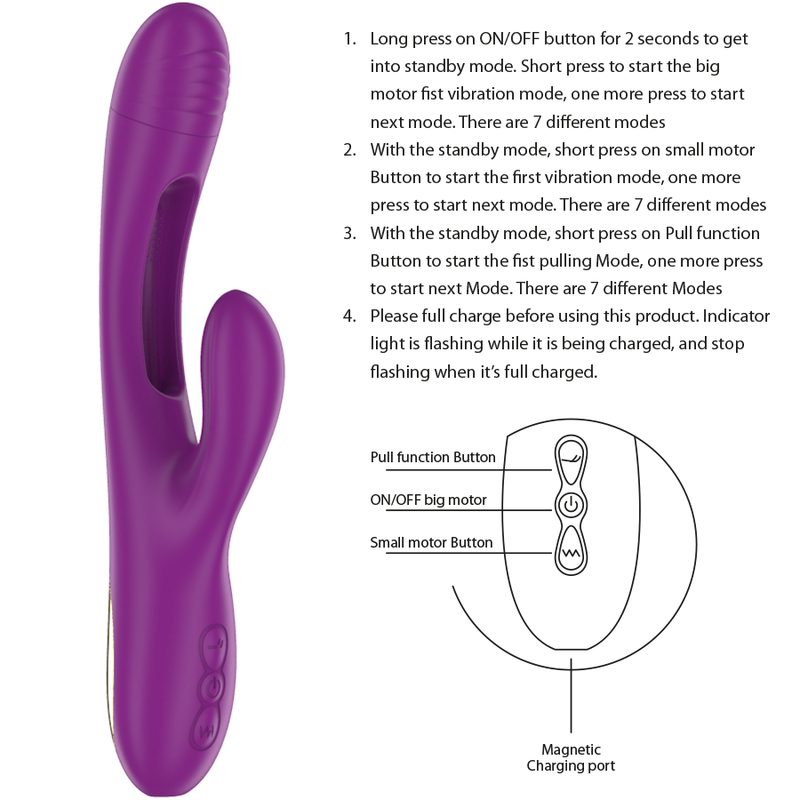 INTENSE - APOLO MULTIFUNCTIONAL VIBRATOR 7 VIBRATIONS WITH PURPLE VIBRATING TONGUE
