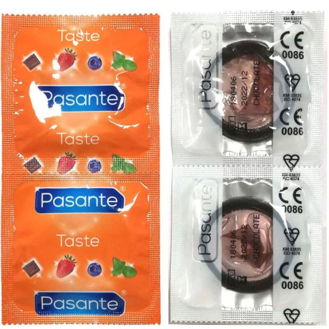 PASANTE - CONDOMS CHOCOLATE FLAVOR TEMPTATION SACHETS 144 UNITS
