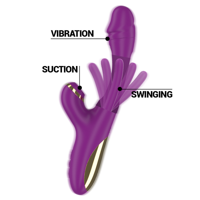 INTENSE - ATENEO VIBRADOR MULTIFUNCIONAL RECARGABLE 7 VIBRACIONES CON LENGUA GIRATORIA Y SUCCIONADORA MORADA