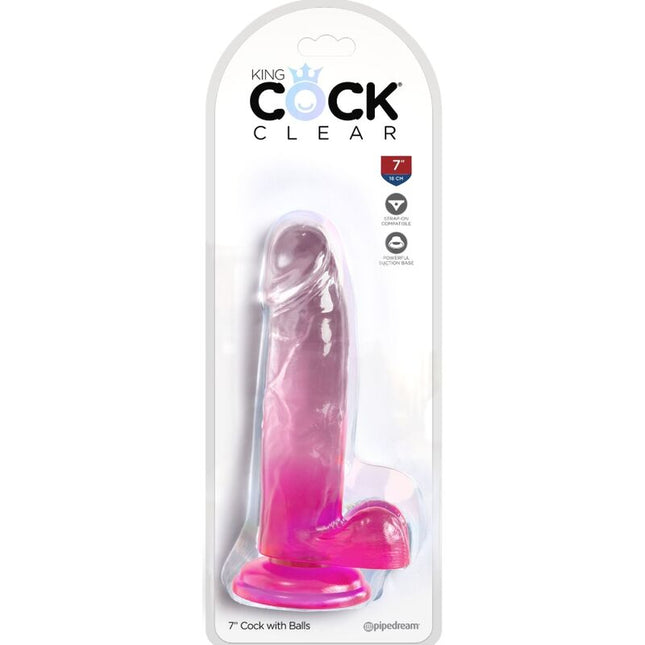 KING COCK - CLEAR REALISTISCHER PENIS MIT KUGELN - 15.2 CM ROSA