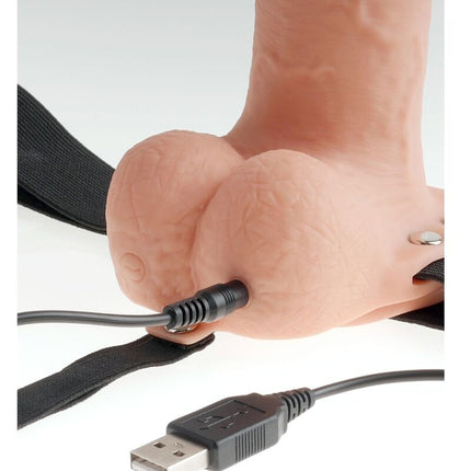 FETISH FANTASY SERIES - ADJUSTABLE STRAP REALISTIC PENIS WITH RECHARGEABLE BLADES AND VIBRATOR 23 CM