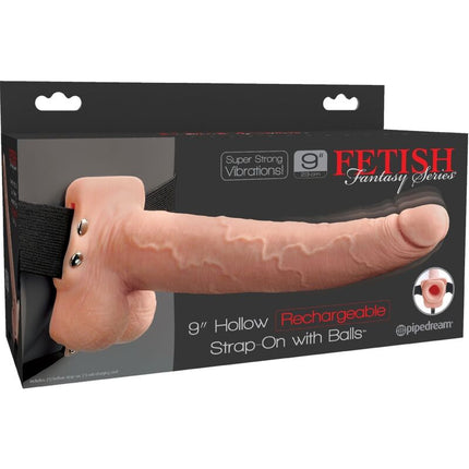 FETISH FANTASY SERIES - ADJUSTABLE STRAP REALISTIC PENIS WITH RECHARGEABLE BLADES AND VIBRATOR 23 CM