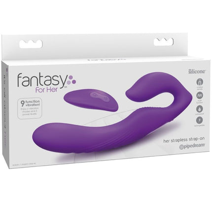 FANTASÍA PARA ELLA - VIBRADOR DE DOBLE PENETRACIÓN CON CONTROL REMOTO, 9 NIVELES MORADO