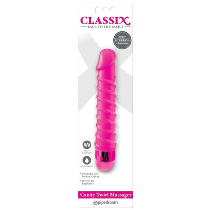 CLASSIX - MASAJEADOR VIBRADOR CANDY TWIRL 16,5 CM ROSA