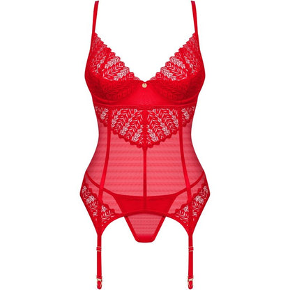 OBSESSIVE - INGRIDIA KORSETT & TANGA ROT XS/S