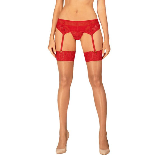 OBSESSIVE - INGRIDIA ROTE STRAPSSTRÜMPFE M/L