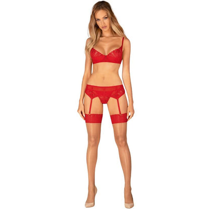 OBSESSIVE - INGRIDIA ROTE STRAPSSTRÜMPFE XL/XXL
