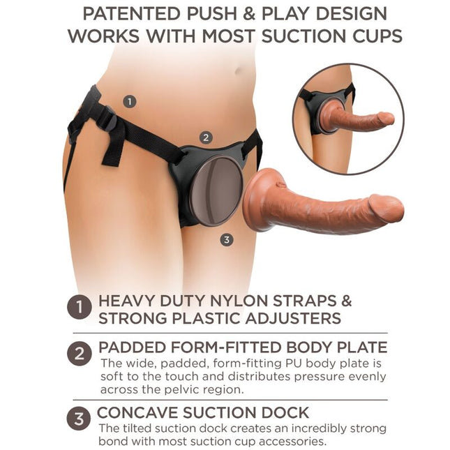 KING COCK - ARNÉS AJUSTABLE CÓMODO ELITE CON DILDO 17,8 CM