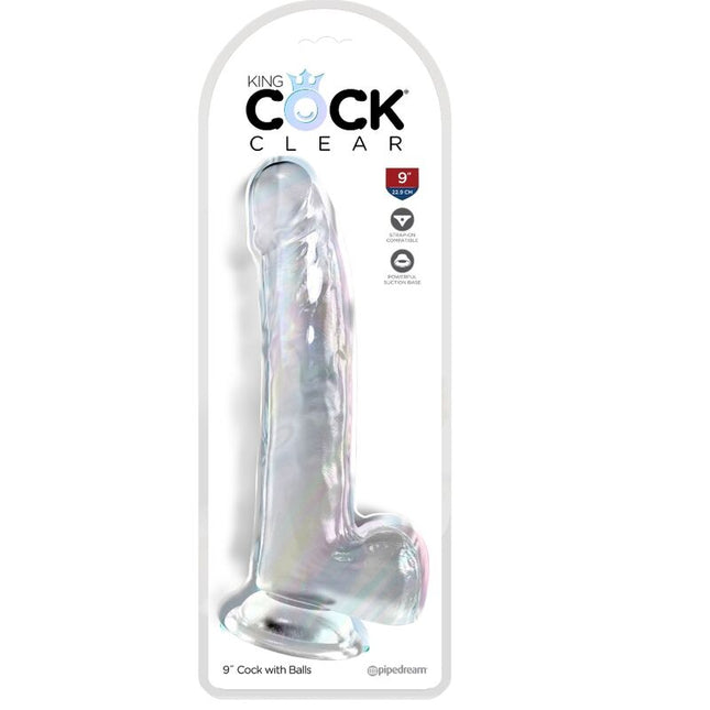 KING COCK - CLEAR DILDO WITH TESTS 20.3 CM TRANSPARENT
