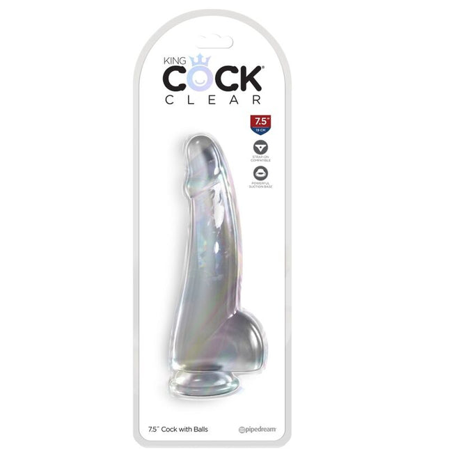 KING COCK - CLEAR DILDO WITH TESTS 15.2 CM TRANSPARENT