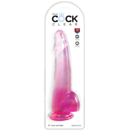 KING COCK - DILDO TRANSPARENTE CON PRUEBAS 19 CM ROSA