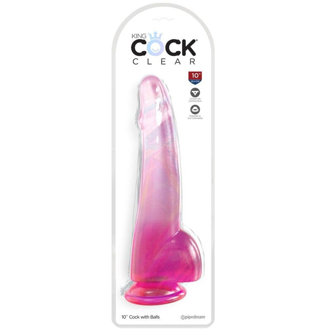 KING COCK - CLEAR DILDO MIT HODEN - 19 CM ROSA