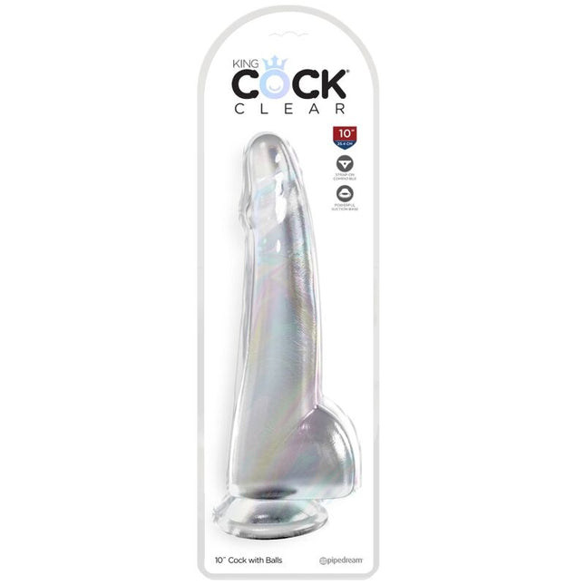 KING COCK - CLEAR DILDO WITH TESTS 19 CM TRANSPARENT