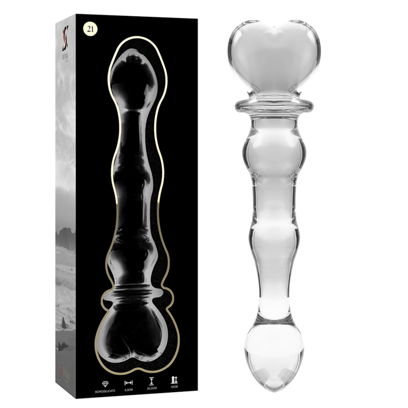 SERIE NEBULA DE IBIZA - MODELO 21 DILDO VIDRIO BOROSILICATO TRANSPARENTE 20,5 CM -O- 3,5 CM