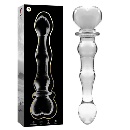 SERIE NEBULA DE IBIZA - MODELO 21 DILDO VIDRIO BOROSILICATO TRANSPARENTE 20,5 CM -O- 3,5 CM