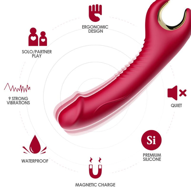 ARMONY - PRINCE DILDO VIBRATOR &amp; ROTATOR RED