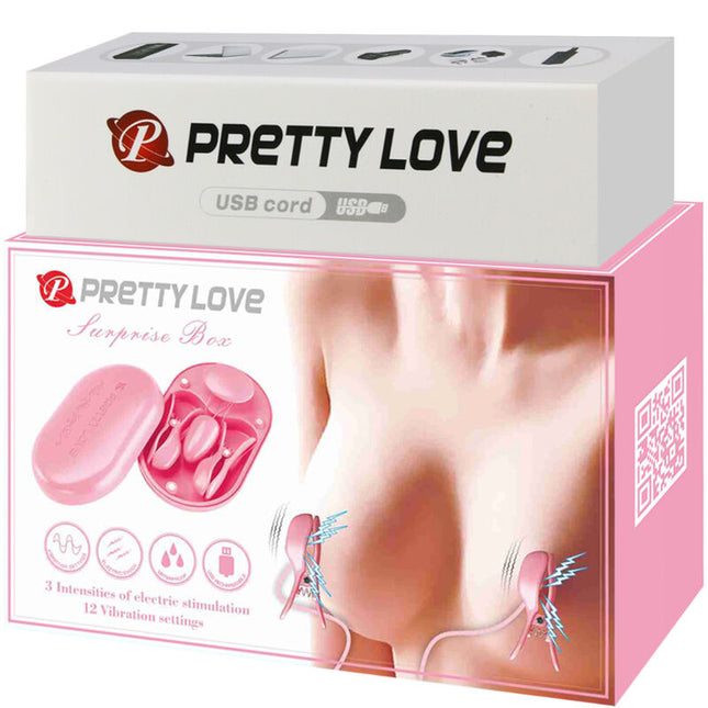 PRETTY LOVE - PINZAS DE ELECTROESTIMULACIÓN ROSA CAJA SORPRESA