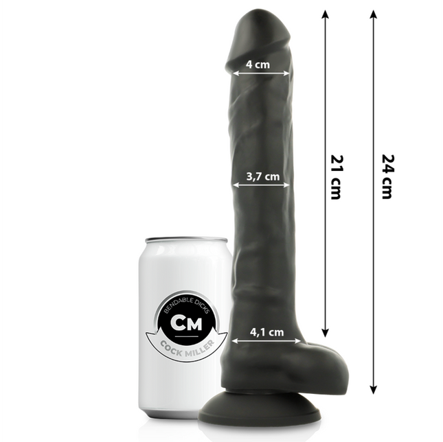 COCK MILLER - SILICONE DENSITY COCKSIL ARTICULATING BLACK 24 CM