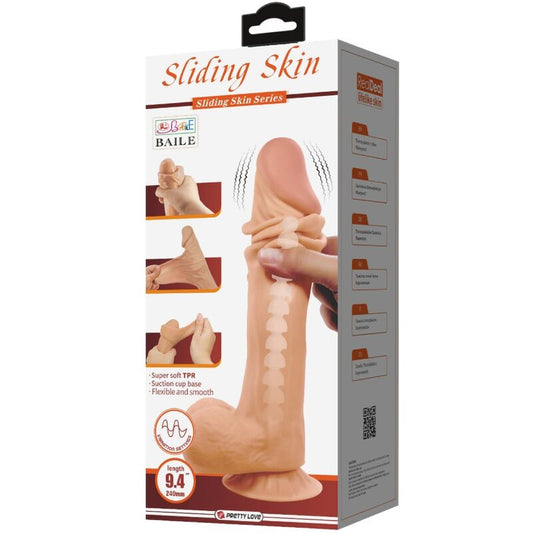 PRETTY LOVE - SLIDING SKIN SERIES REALISTIC DILDO WITH SLIDING SKIN SAUNA BOWL REMOTE CONTROL FLESH 24 CM