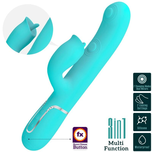 PRETTY LOVE - RABBIT VIBRATOR WITH LICKABLE AQUAGREEN