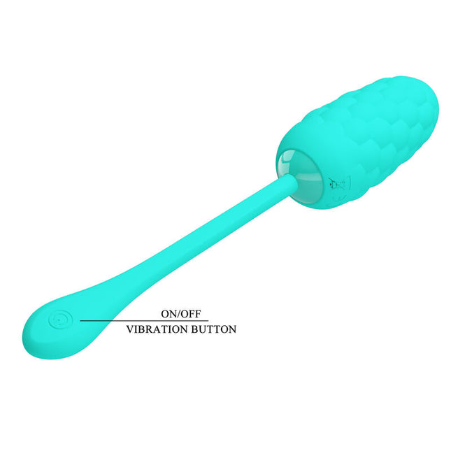 PRETTY LOVE - VIBRATING EGG WITH RECHARGEABLE SEA TEXTURE IN AQUA GREEN