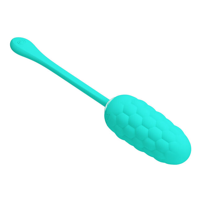 PRETTY LOVE - VIBRATING EGG WITH RECHARGEABLE SEA TEXTURE IN AQUA GREEN