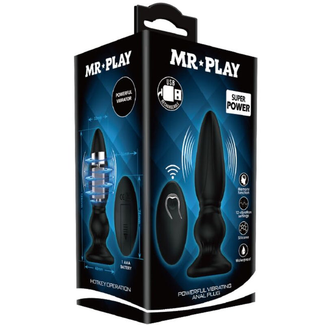 MR PLAY - POWERFUL VIBRATOR WITH REMOTE CONTROL, ANAL PLUG