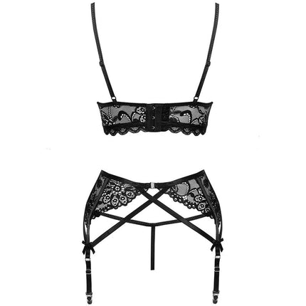 LIVCO CORSETTI FASHION - MORIDAM LC 90552 BRA + GARTER BELT + PANTIES NEGRO