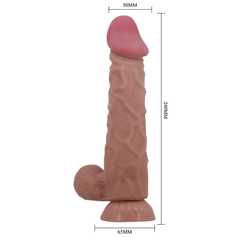 PRETTY LOVE - REALISTIC DILDO FROM THE SLIDING SKIN SERIES WITH SLIDING SKIN SUCTION CUP BROWN 24 CM
