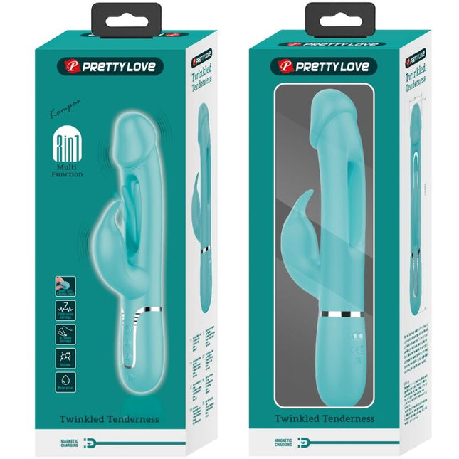 PRETTY LOVE - DEJON RABBIT VIBRATOR 3 IN 1 MULTIFUNCTIONAL AQUAGREEN