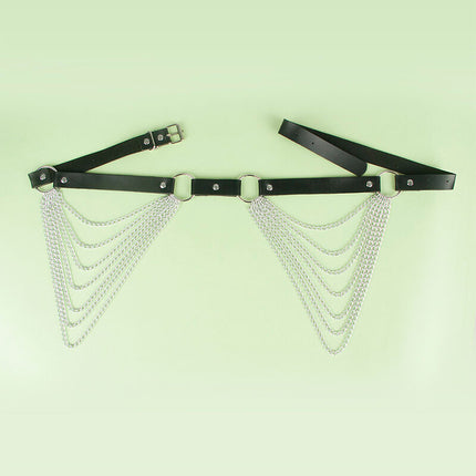 Eleganter Schwarzer Lederkettengürtel - Verführung in Einheitsgröße