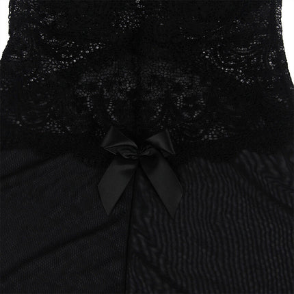 Babydoll aus Spitze & Tüll mit Blumendetails in Schwarz
