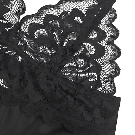 Verführerisches Babydoll mit Blumenprint – Schwarz, Sinnliche Eleganz