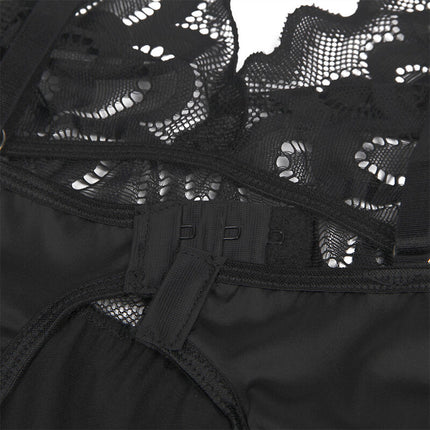 Verführerisches Babydoll mit Blumenprint – Schwarz, Sinnliche Eleganz