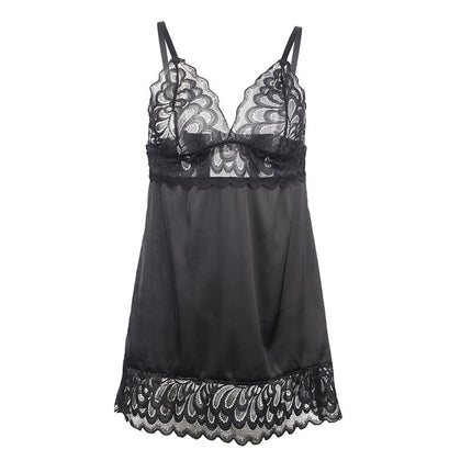 Verführerisches Babydoll mit Blumenprint – Schwarz, Sinnliche Eleganz