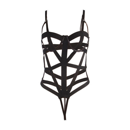 SUBBLIME - SEXY BODYSUIT WITH CUTOUTS BLACK S/M