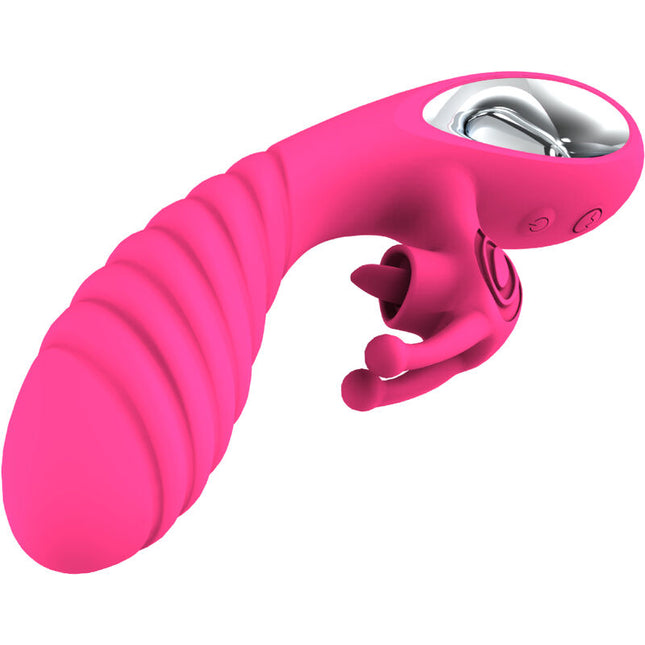 VIBRADOR VICKY RABBIT - CON ANILLO DE LENGÜETA FUCSIA