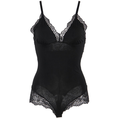 SUBBLIME - SCHWARZER BODY MIT BLUMENSPITZENDETAIL L/XL