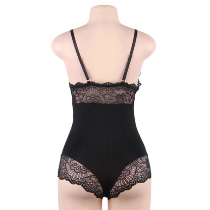 SUBBLIME - SCHWARZER BODY MIT BLUMENSPITZENDETAIL S/M