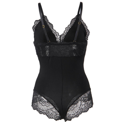 SUBBLIME - SCHWARZER BODY MIT BLUMENSPITZENDETAIL S/M
