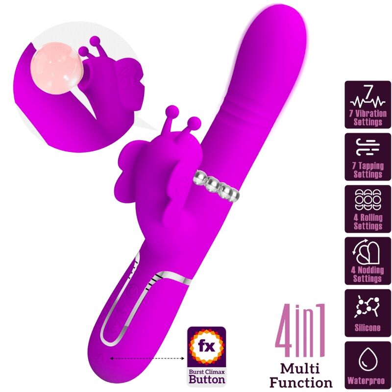 MULTIFUNKTIONS-RABBIT-VIBRATOR 4 IN 1 SCHMETTERLING - FUCHSIA