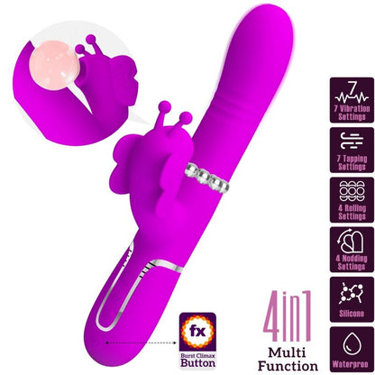 MULTIFUNKTIONS-RABBIT-VIBRATOR 4 IN 1 SCHMETTERLING - FUCHSIA
