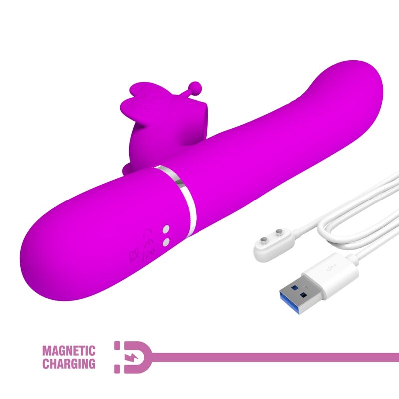 MULTIFUNKTIONS-RABBIT-VIBRATOR 4 IN 1 SCHMETTERLING - FUCHSIA