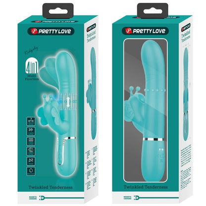 MULTIFUNKTIONS-RABBIT-VIBRATOR 4 IN 1 SCHMETTERLING - AQUAGRÜN